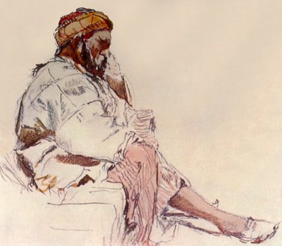Syrian Peasant Seated: In Profile by John Fulleylove
