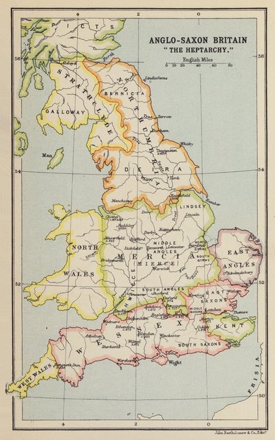 Anglo-Saxon Britain, "The Heptarchy" by John George Bartholomew