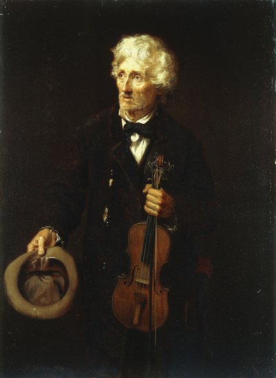 Man With Violin by John George Brown
