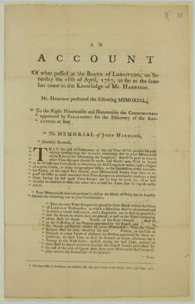 The Memorial of John Harrison by John Harrison