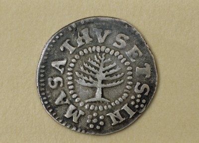 Pine Tree Shilling, 1667-1682 (silver) by John Hull