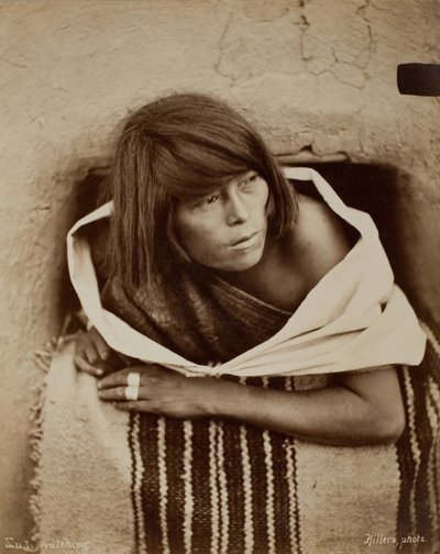 Zuni, Watching, 1879 by John Karl Hillers