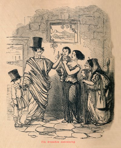 Tib Gracchus canvassing, 1852 by John Leech
