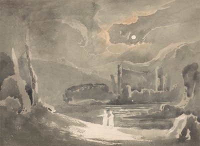 Moonlit Landscape with a Ruined Castle by John Martin