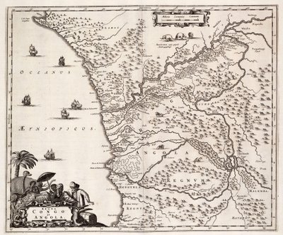 Chart of Congo and Angola, Africa by John Ogilby