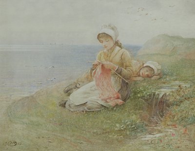 Girl Knitting by John Parker