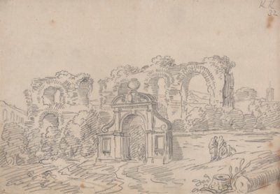 Baroque Arch and Roman Aqueduct Ruins by John Robert Cozens