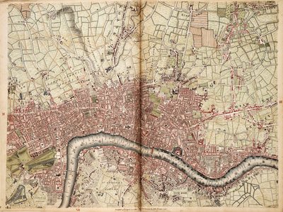 Map of Islington, Westminster, City and Southwark by John Rocque