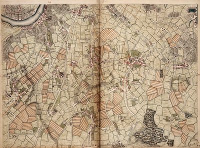 Map of Vauxhall, Clapham, Peckham and Dulwich by John Rocque