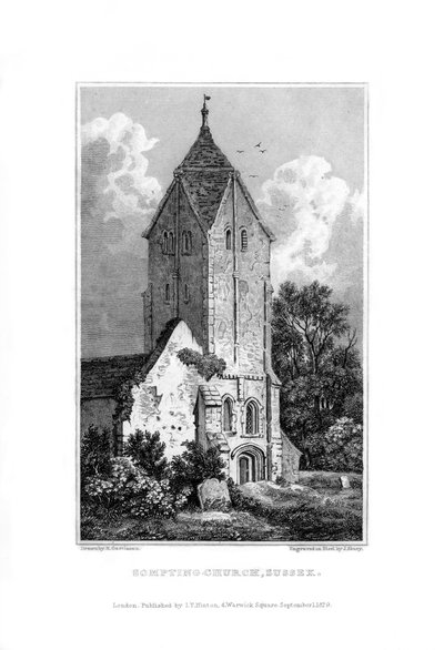 Sompting Church, Sussex, 1829 by John Shury