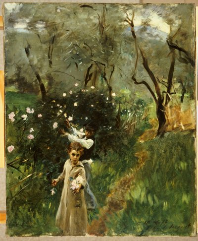 Gathering Flowers at Twilight by John Singer Sargent