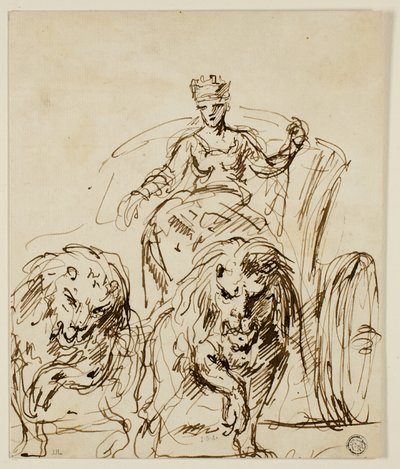 Cybele on Chariot Drawn by Lions by John Vanderbank