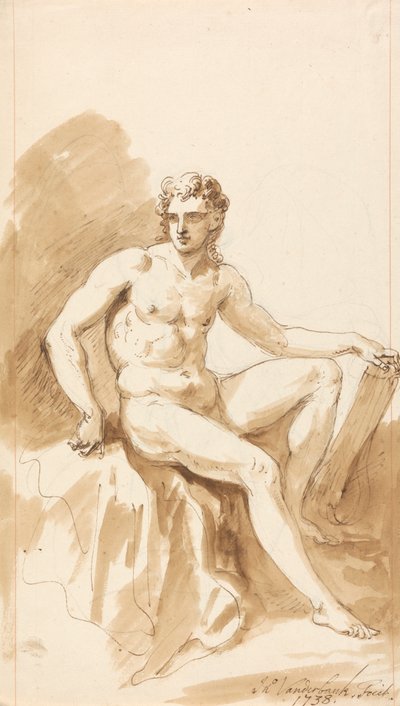 Seated Male Nude by John Vanderbank