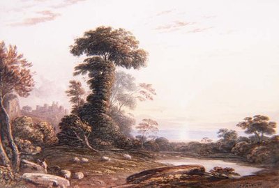 Sunset at Harlech Castle by John Varley