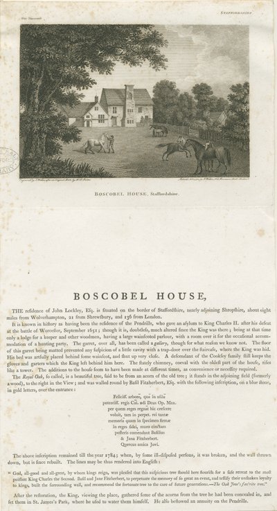 Boscobel House: engraving, nd [November 1, 1800] by John Walker