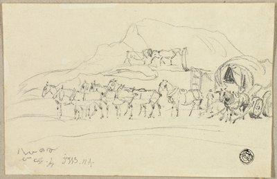 Wagon with Eight Horses Being Hitched by John Ward