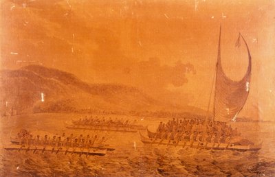 Canoes Going to Meet Captain James Cook by John Webber