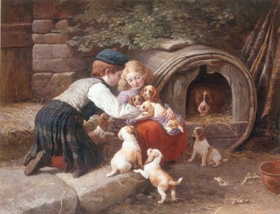 Playing with the Puppies by John William Bottomley