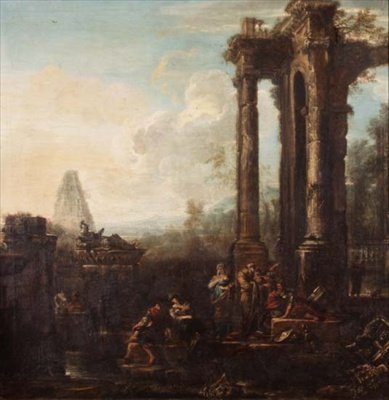 A capriccio of classical ruins by John Wootton