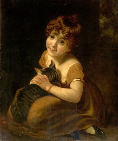 Girl with a Cat by John attr.to Opie