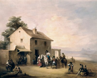Country Inn. Painting by Jose Elbo (1804-1844) by José Elbo