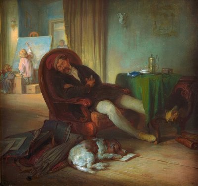 The Sleeping Painter by Josef Danhauser