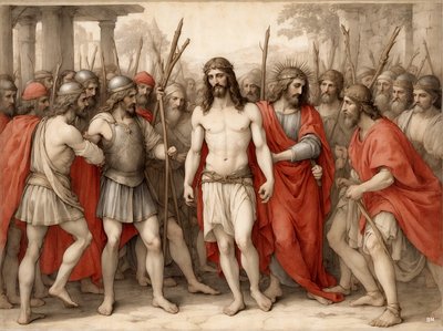 Jesus Mocked and Beaten by Roman Soldiers 02 by Josef Johann Michel