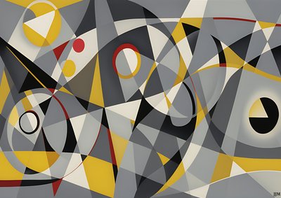 Abstract: Silver-Yellow Circles 2 by Josef Johann Michel