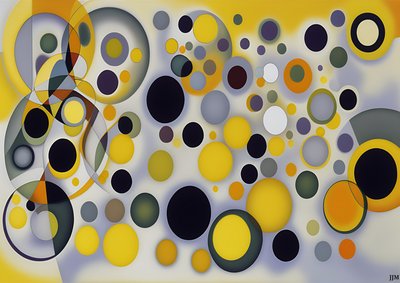 Abstract: Silver-Yellow Circles 4 by Josef Johann Michel