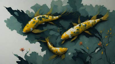 Koi Carp Fish Gold by Josef Johann Michel