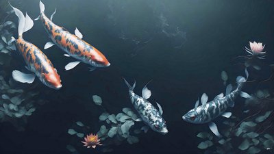 Koi Carp Fish Red and White by Josef Johann Michel