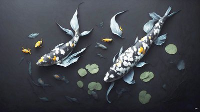 Koi Carp Fish White Marble by Josef Johann Michel