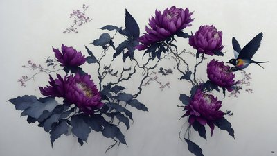 Peony in Deep Purple 02 by Josef Johann Michel