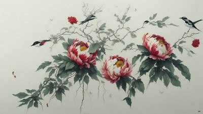 Peony in Green 02 by Josef Johann Michel