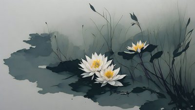 Water Lilies 01 by Josef Johann Michel