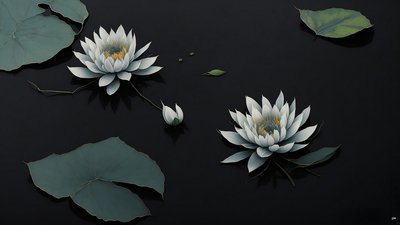 Waterlily Black 03 by Josef Johann Michel