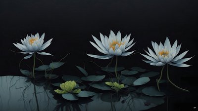 Waterlily Black 04 by Josef Johann Michel