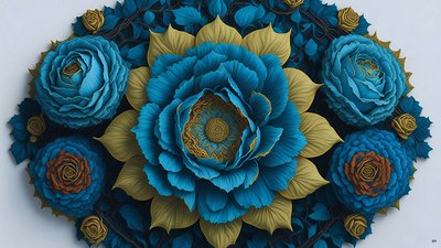 Mandala: Roses-Blue Elements 02 by Josef Johann Michel