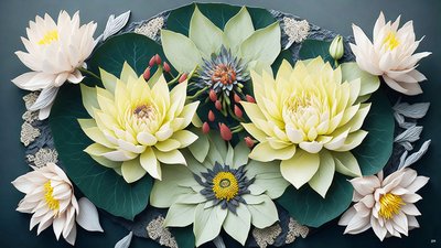 Mandala: Water Lilies Elements 02 by Josef Johann Michel