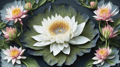 Mandala: Water Lilies Elements 03 by Josef Johann Michel