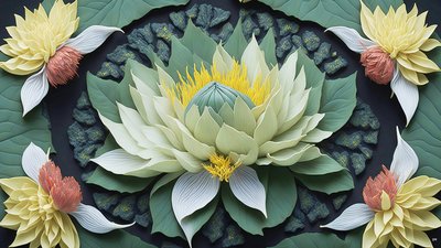 Mandala: Water Lilies Elements 04 by Josef Johann Michel