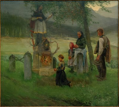 Devotion before the Statue of Nepomuk in Gaming by Josef Kinzel