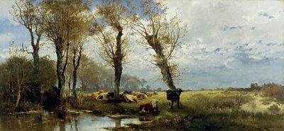 Landscape with Cattle Herd by Josef Wenglein