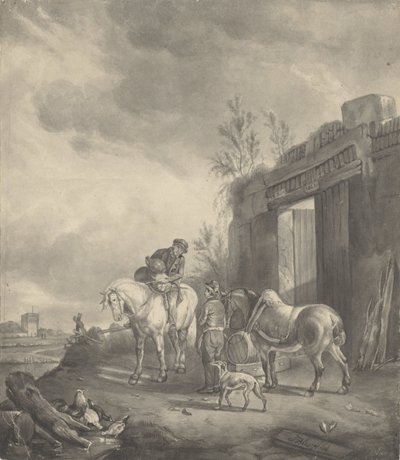 Two Riders by a Ruined Building by Joseph Bles
