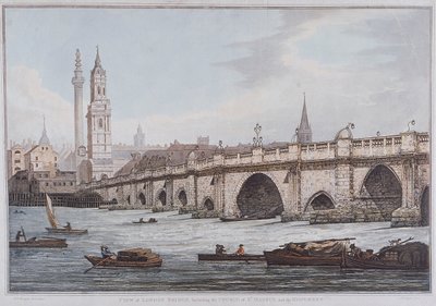 London Bridge Old, London, 1790 by Joseph Constantine Stadler