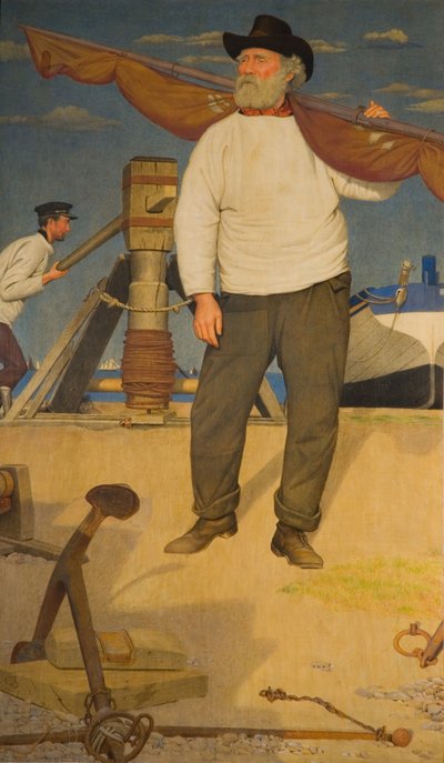 Fisherman Carrying a Sail by Joseph Edward Southall