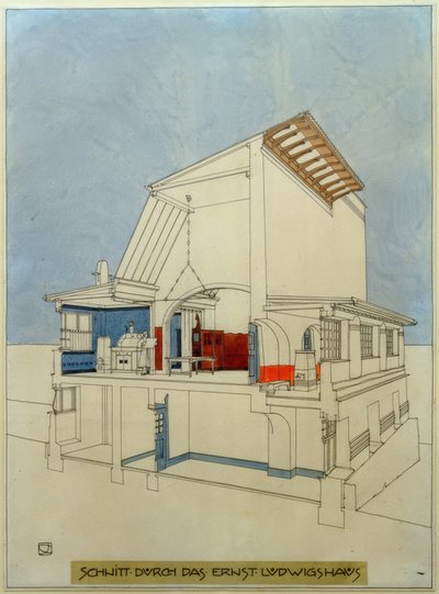 Section Through the Ernst-Ludwig House by Joseph Maria Olbrich