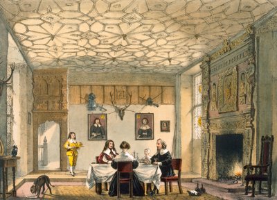 Medieval family supper, Wakehurst Place, Surrey, c1600 by Joseph Nash