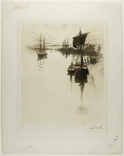 Below Chestnut Street Bridge, Philadelphia by Joseph Pennell