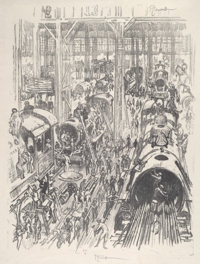 Building Engines for the Allies, 1917 by Joseph Pennell